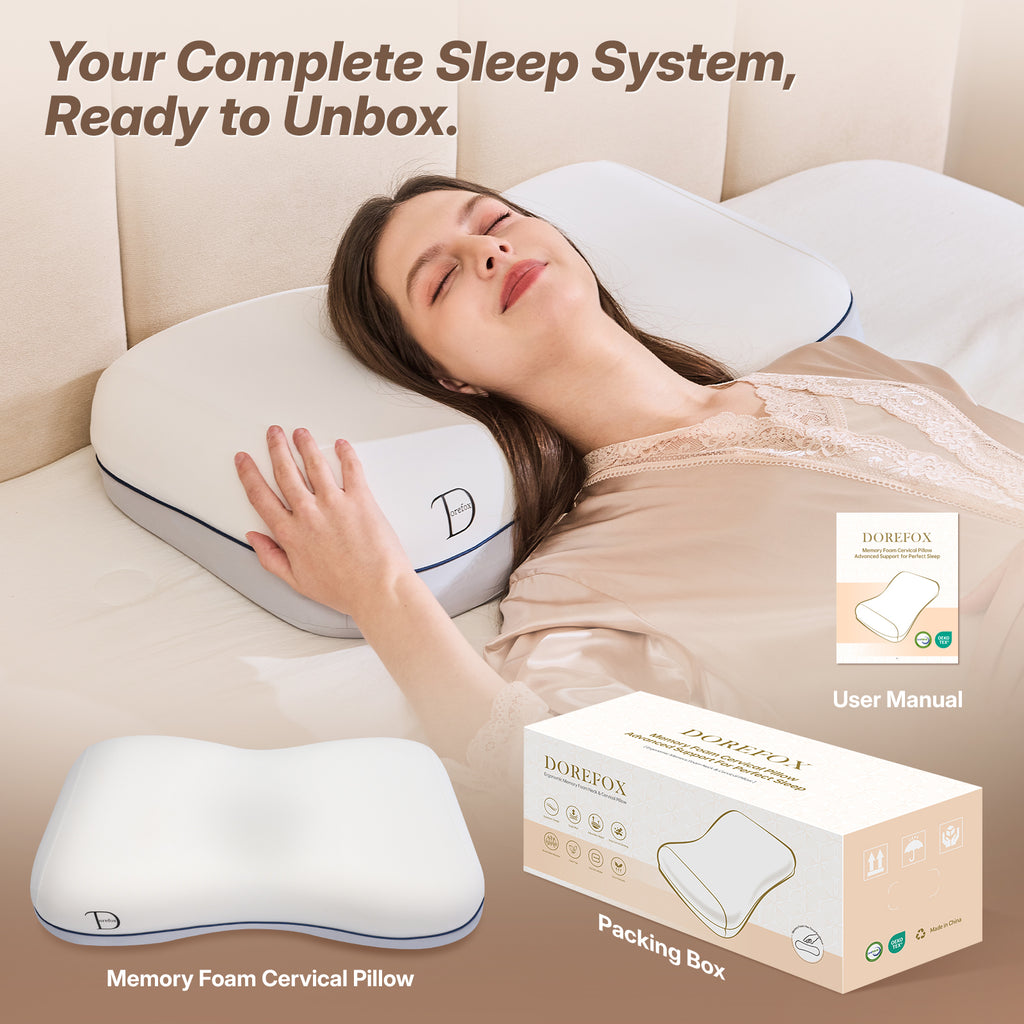 Dorefox Cervical Neck Pillow for Neck & Shoulder Support, Adjustable Memory Foam Pillow with Customizable Height and Firmness, Ergonomic Pillow for Side, Back，Stomach and Combination Sleepers